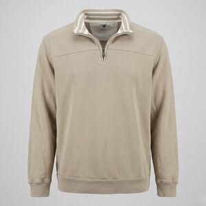 Arrow Quarter Zip Sweatshirt Mens 2XL Tan Mock Neck Cotton Blend Pullover PC-757